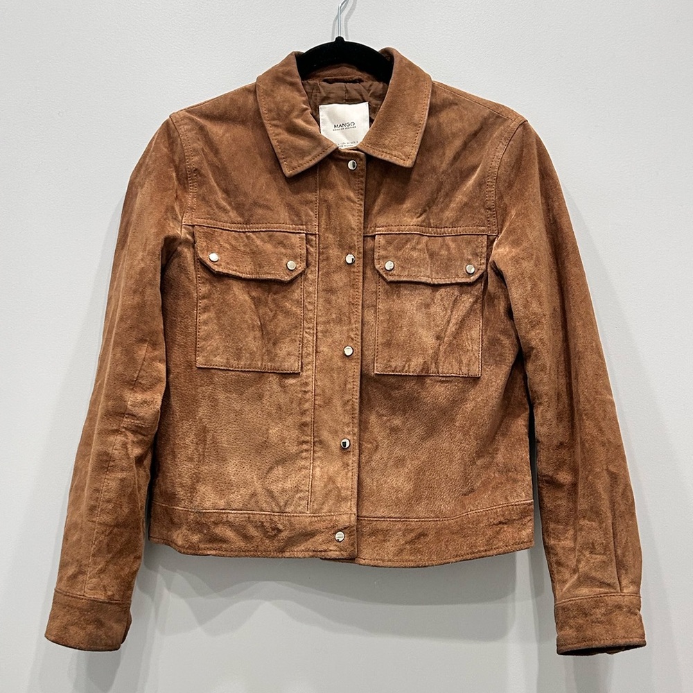 Mango 100% Suede Jacket in Tan